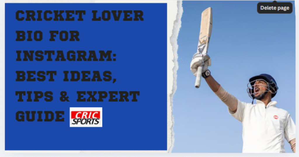 Creative Instagram profile showing a cricket lover bio with cricket emojis and quotes